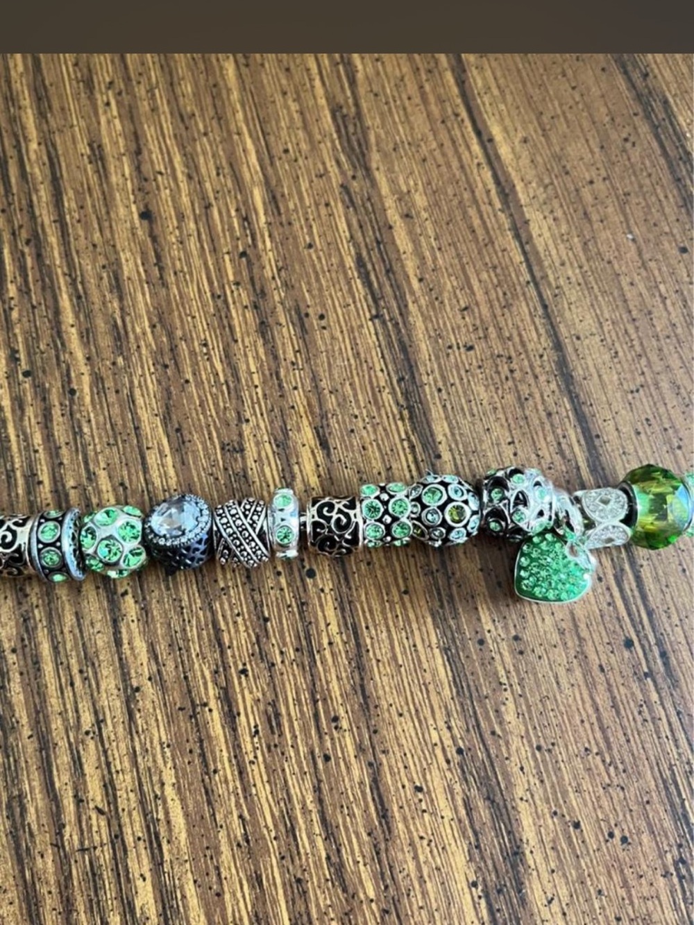 Green Crystal Charm Bead Bracelet
